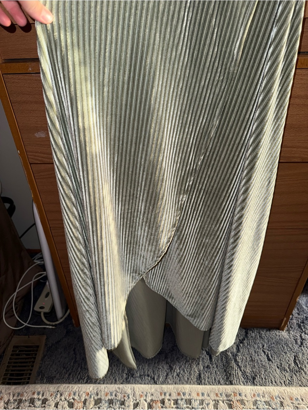 Baltic Born Andi Ribbed Velvet Wrap Dress in Dusty Sage - Picture 11 of 11